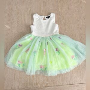 Zunie Toddler Girls' Sequin tulle Dress with mermaid and sea-life embroidery.